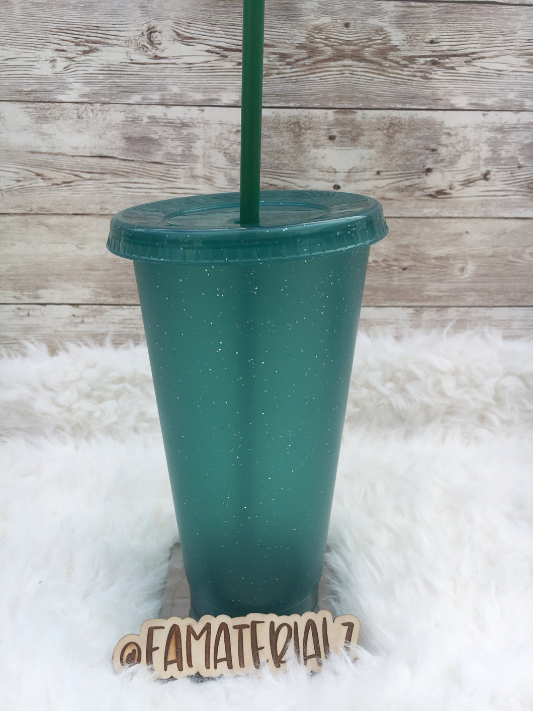 24oz Dark green glitter plastic cups (Set of 5)