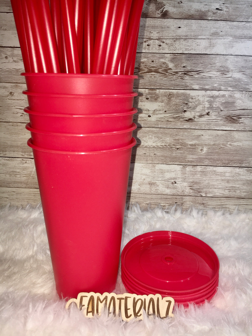 24oz Red Plastic cups (Set of 5)